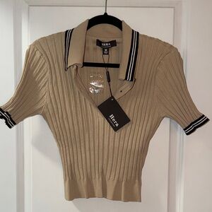 NWT Ribbed Polo Semi-cropped top